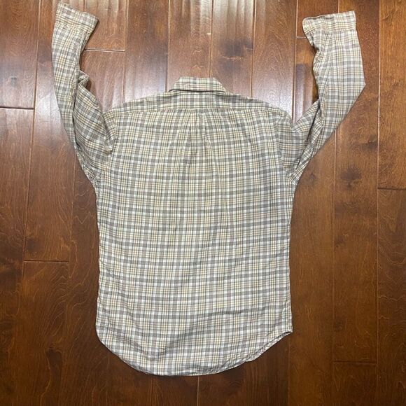 Polo Ralph Lauren Vtg Blake Button Front Cream Tan Plaid Shirt Men's Size Small - Picture 6 of 9
